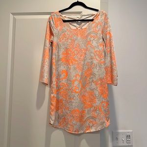 Tan and orange detailed dress
